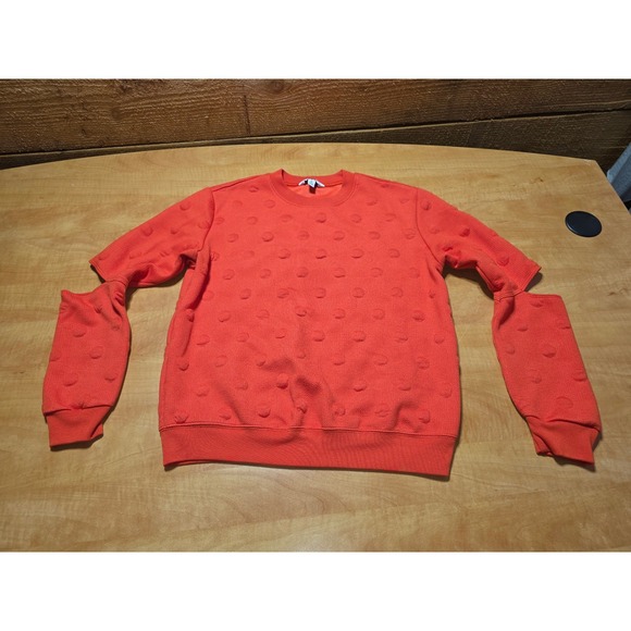 JoyLab Tops - JoyLab Womens Textured Polka Dot Sweatshirt Elbow Cut Out Orange Red Size M